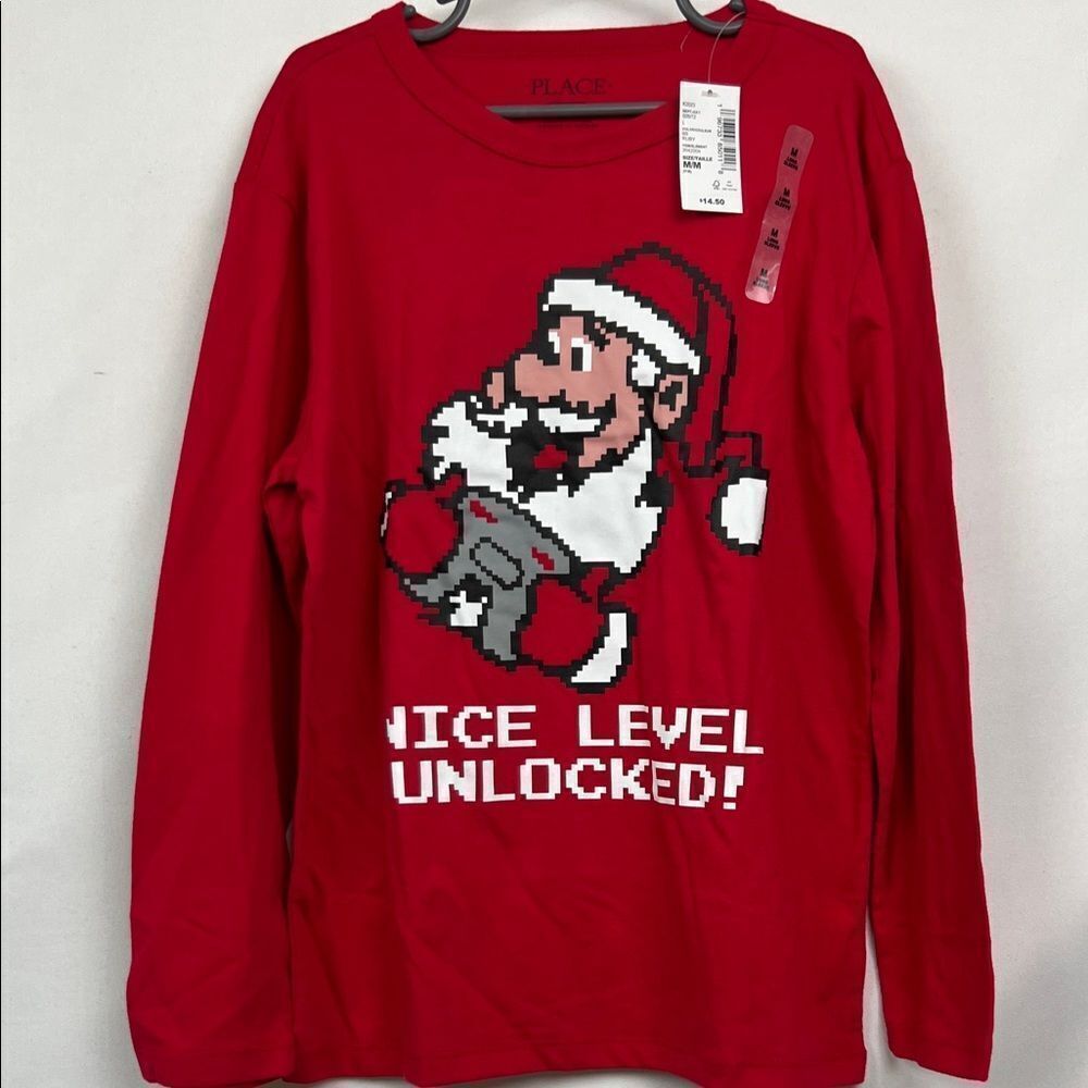 The children’s Place Red Mario Brothers Christmas long sleeve t-shirt Medium 7/8